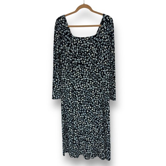 Size 14/16 1X TINY FLORAL PRINT STRETCH MIDI DRESS Cottagecore Western PLUS SIZE - Picture 4 of 7
